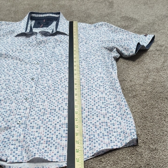 7 Diamonds White and Blue Patterned Casual Shirt - Picture 5 of 6